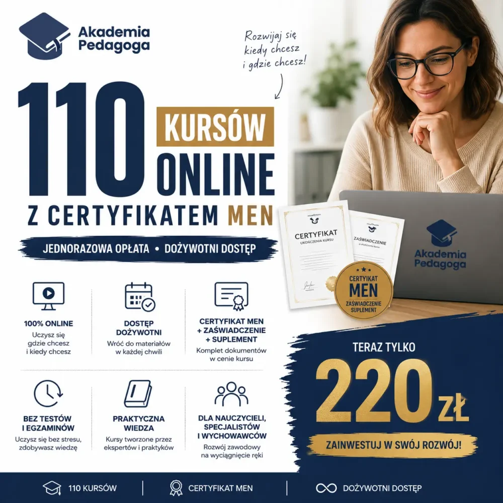 110 kursów online z certyfikatem MEN